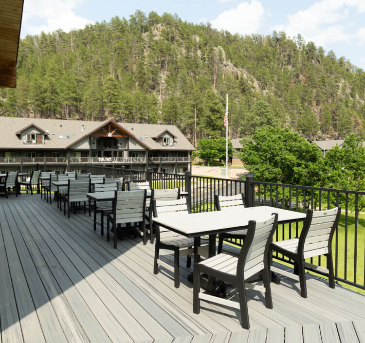 view of surrounding mountainous area from hotel deck