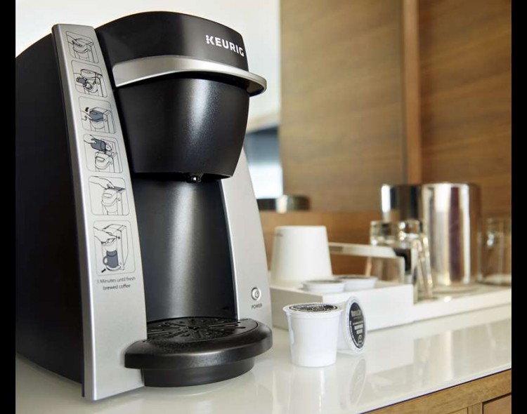 coffee maker in guest room
