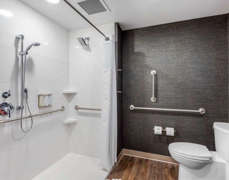 bathroom with roll-in shower
