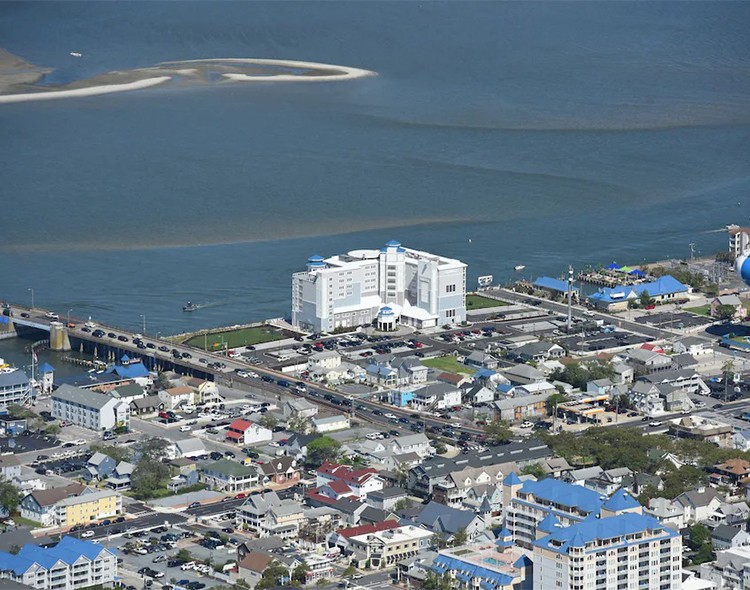 a city next to a body of water