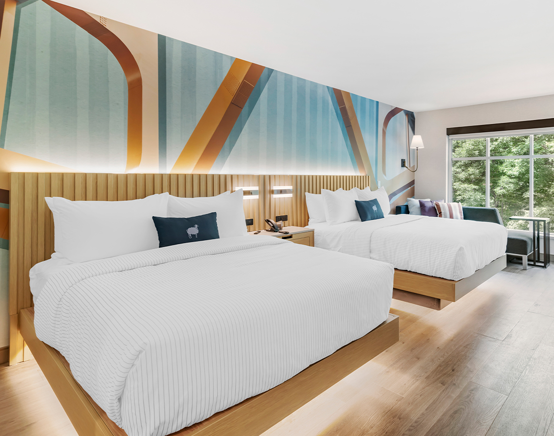 a room with two beds