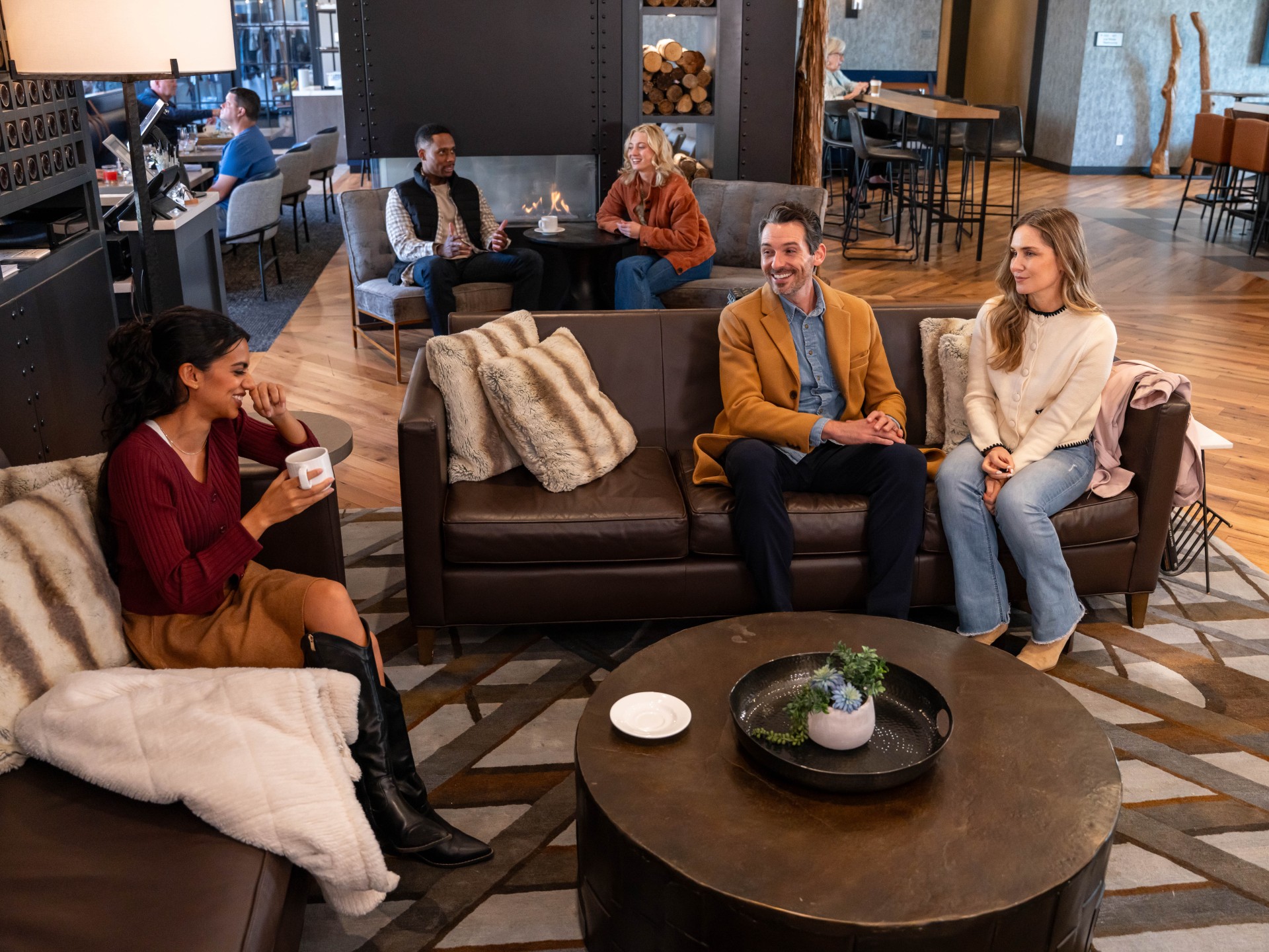 a group of people sitting on a couch