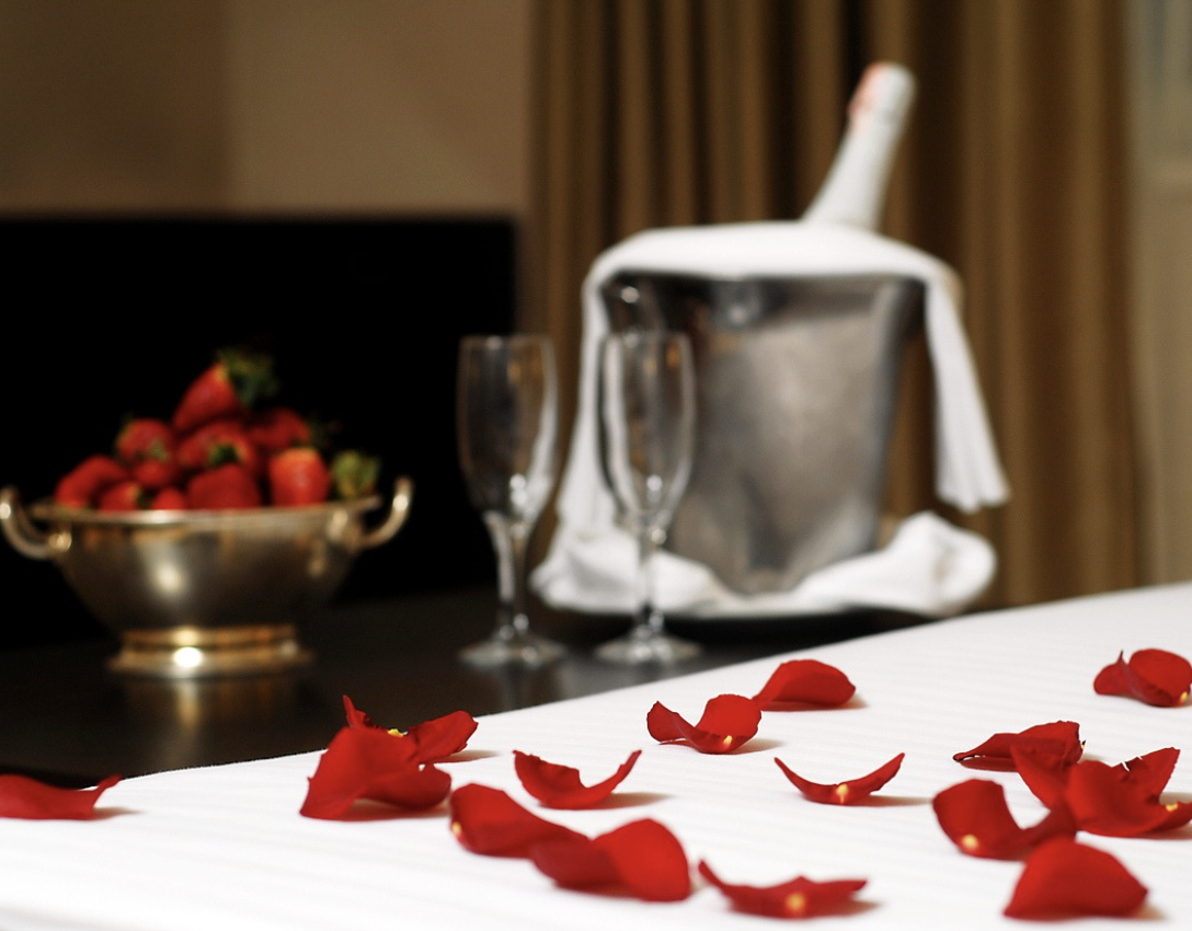 a rose petals on a table