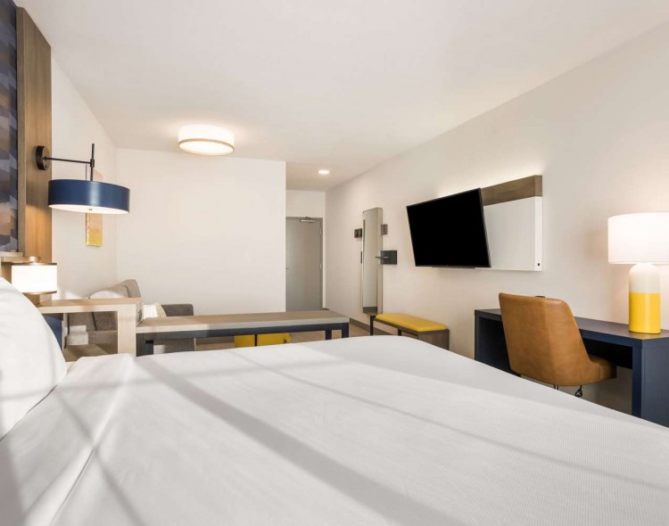 King suite with living room and mounted tv