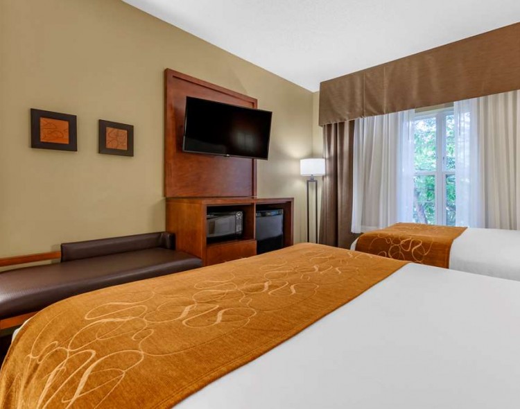 a guest suite with two beds