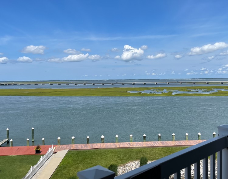 view of a lake from a balcony of property