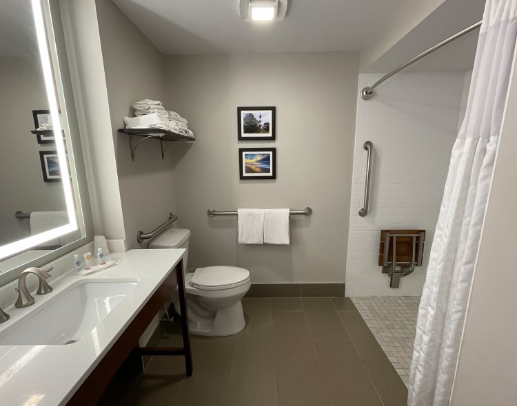 corner view of an accessible bathroom