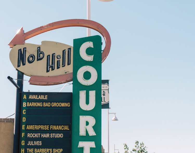 nob hill sign with multiple colors