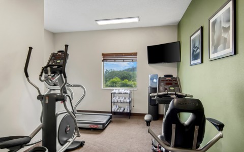 a room with exercise equipment