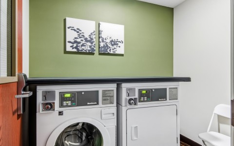a washer and dryer in a room