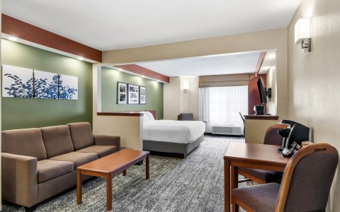 a room with a bed and a couch