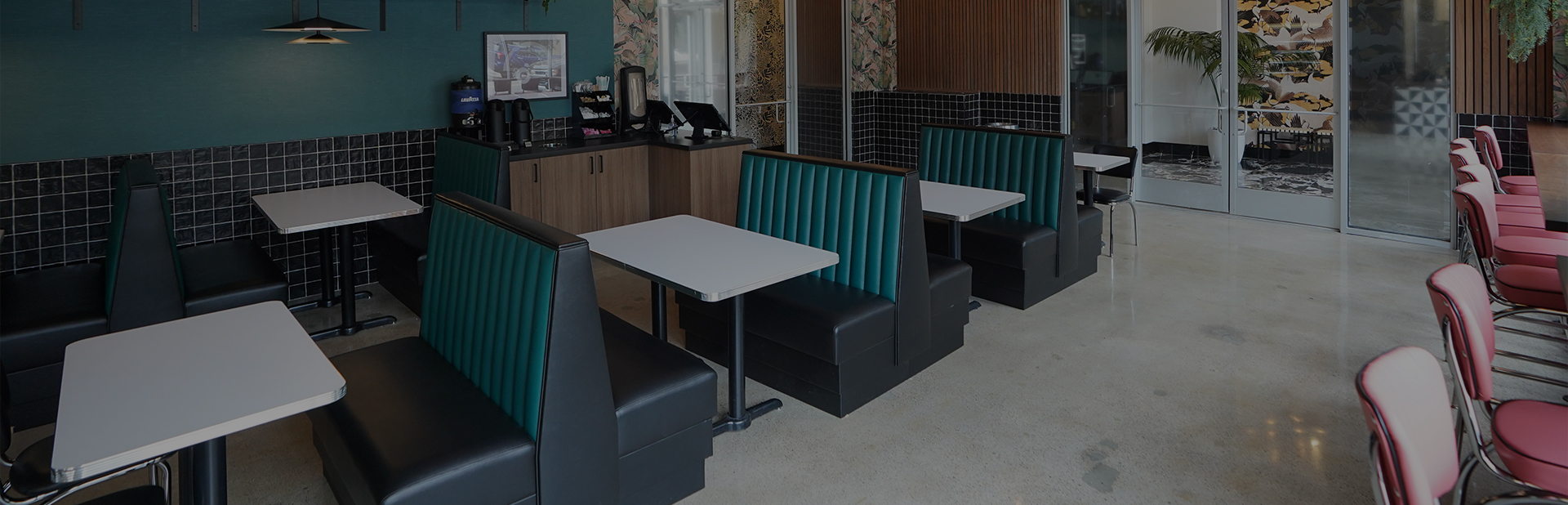 a booth seating in a restaurant