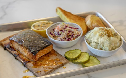 a tray of food on a table