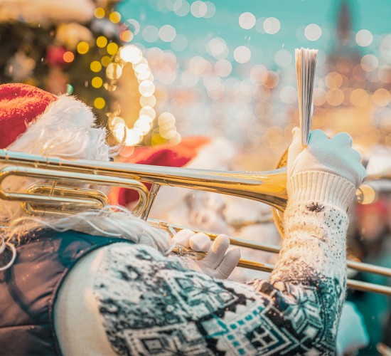 a person playing a trombone