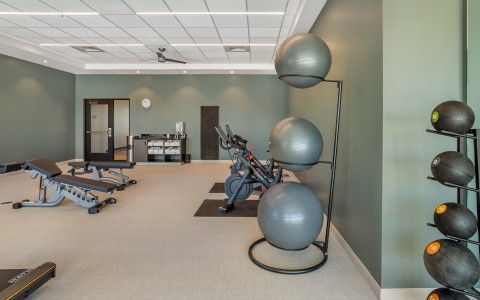 a room with exercise equipment