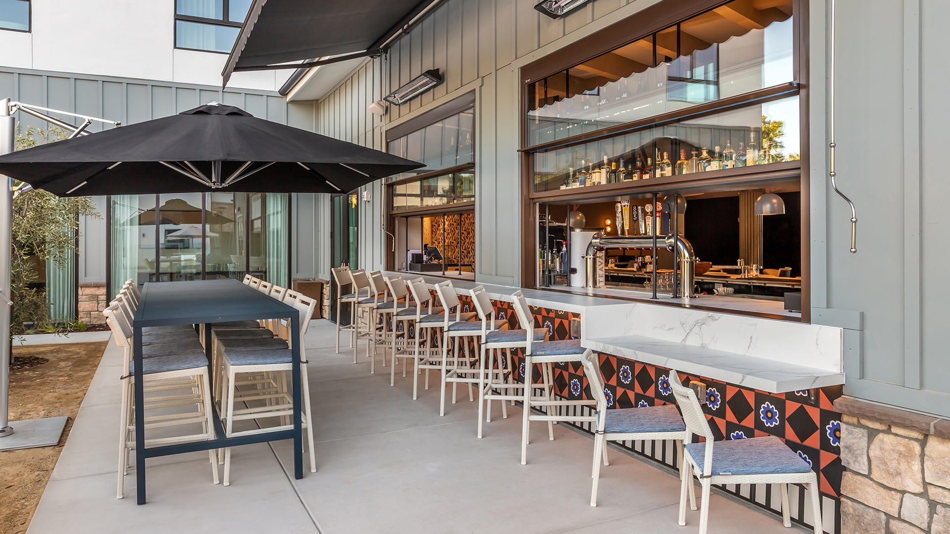 a restaurant with tables and chairs