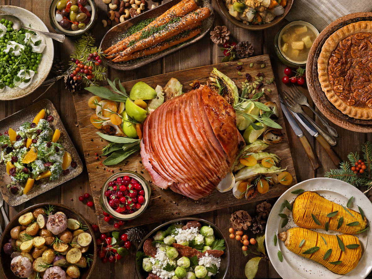 a table full of food