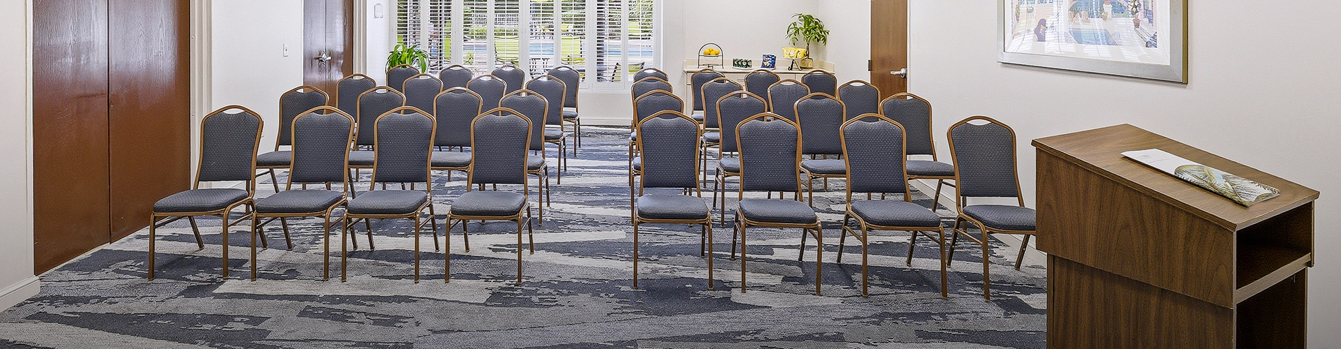 a group of chairs in a room