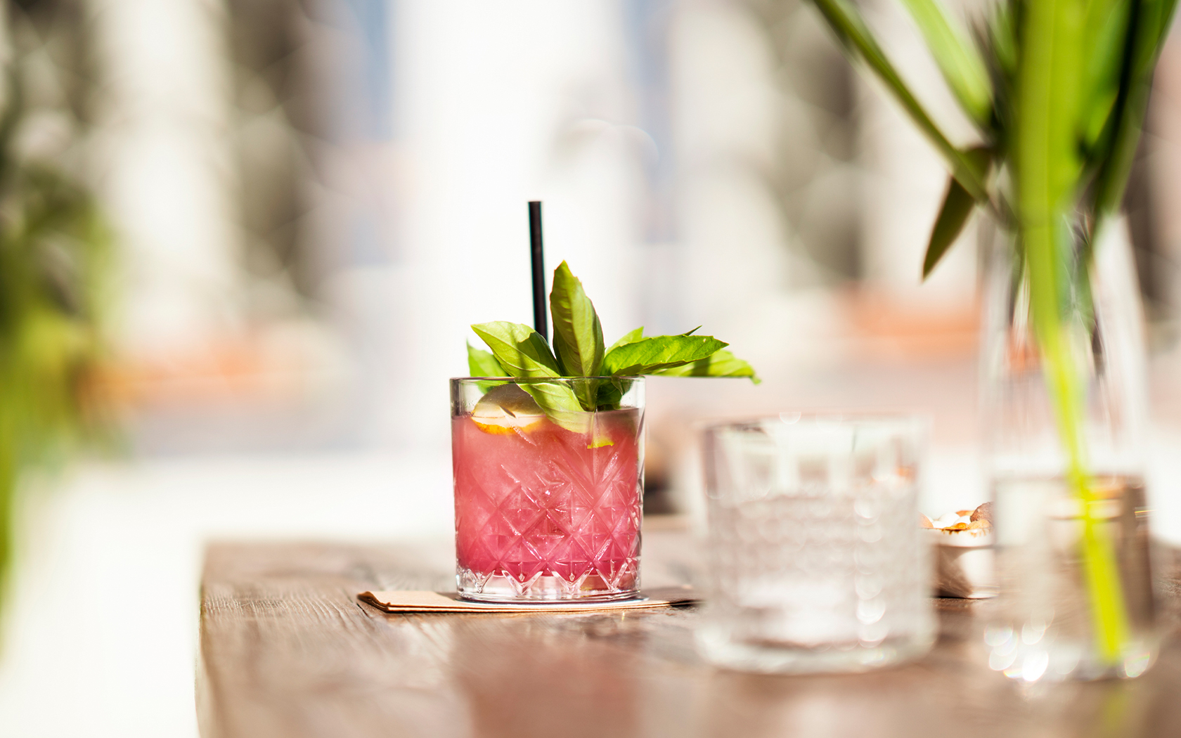 a drink on a table