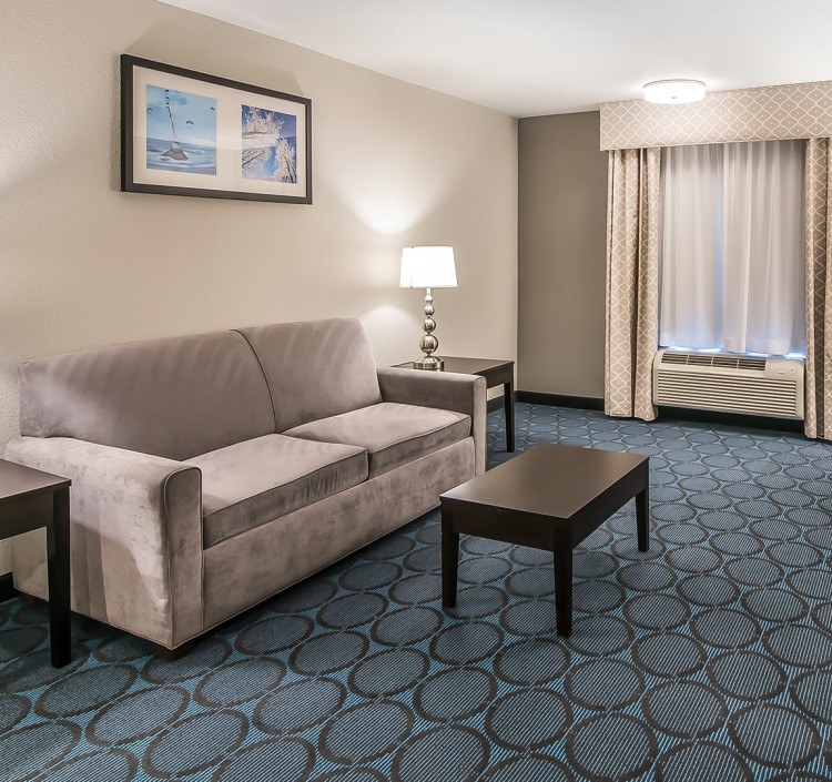 a couch and table in a room