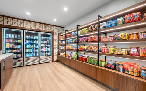 a store with shelves of food and drinks