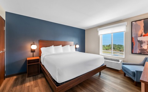 a bed in a room